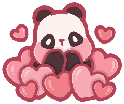 Cute panda surrounded by hearts png