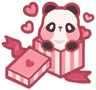Cute panda in a gift box with heart png