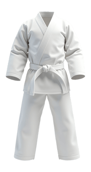 Pristine white karate uniform with belt, symbolizing discipline and martial arts training png