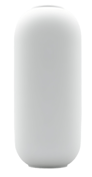 White smooth medical capsule stands upright minimalist object with soft shadows png
