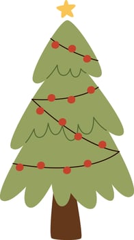 Illustration Christmas Tree Decorated vector