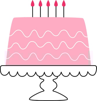 Cake On Stand Flat Illustration Hand Drawn Icon vector