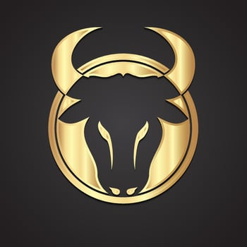 3d bull head negative shape gold logo vector