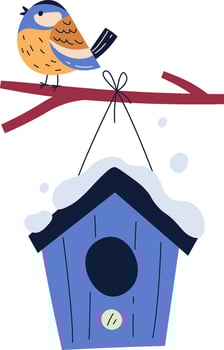 Tit Bird And Feeder vector