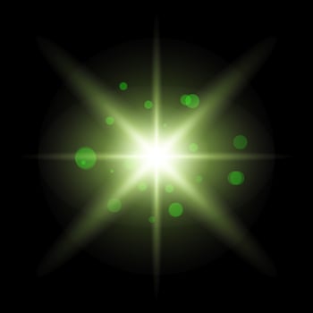 Green starburst light effect vector