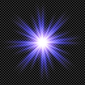 Blue starburst effect on transparent background vector