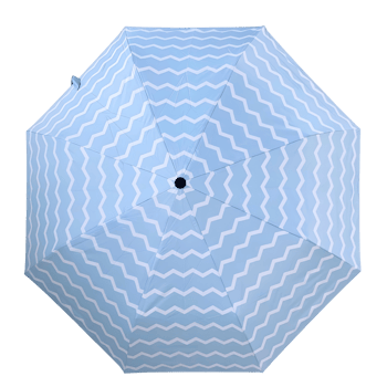 Overhead view of a patterned umbrella provides protection from sun or rain with its stylish design and folded compact form png