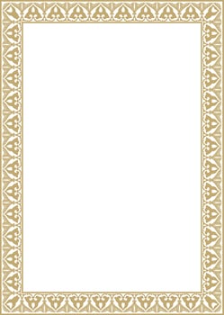 golden arabic national square ornament. Ethnic rectangle, frame of eastern peoples, Persian painting vector