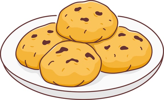Illustration of Chocolate Chip Cookies on Plate vector