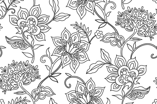 Coloring book. Seamless pattern with oriental ornaments. vector