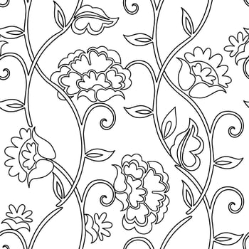 Coloring page. Seamless pattern with floral ornaments. Oriental design. vector