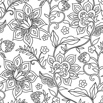 Coloring. Seamless pattern with oriental ornaments. vector