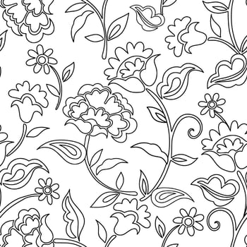 Coloring book. Seamless pattern with floral ornaments. Oriental design. vector