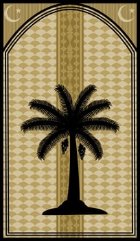Muslim prayer rug with date tree vector