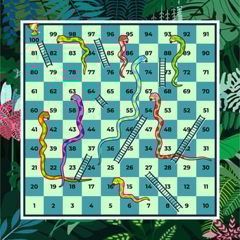 Snakes and ladders game board vector