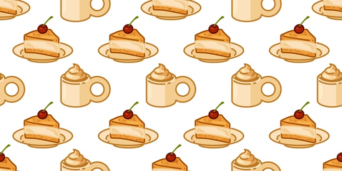 Sweet Dessert and Mug Repeat Design vector