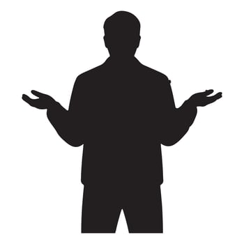 Silhouette of a man with hands open vector