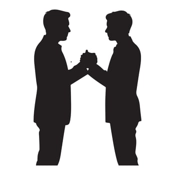 Silhouette of two men shaking hands vector