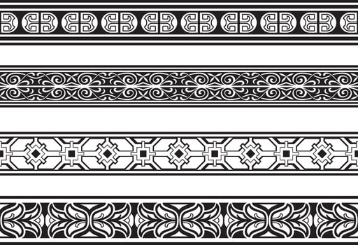 seamless European black monochrome ornament. Endless ornament, medieval.Renaissance border. Decorations palaces and churches. vector