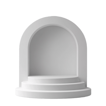 Minimal White 3D Podium with Rounded Arch Backdrop for Product Display backgroundless png
