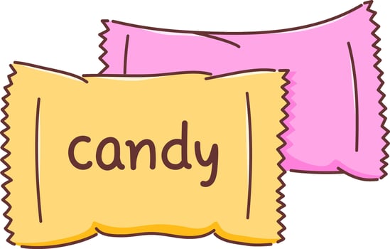 Candy in Pink and Yellow Packaging Illustration vector