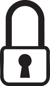A black and white image of a padlock vector