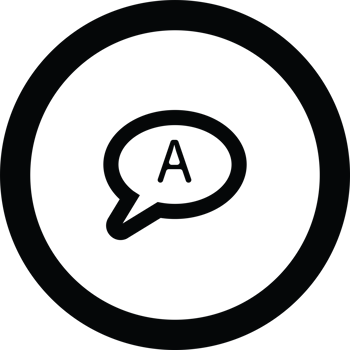 Speech Bubble Containing Letter in Black Circle. png