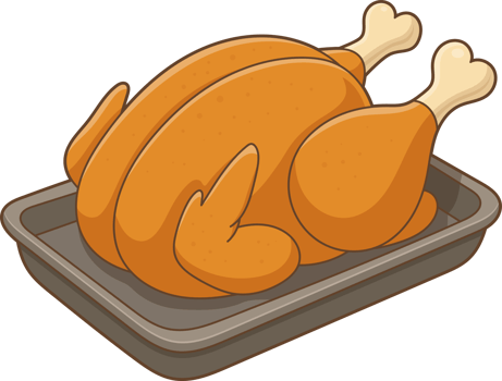 Roasted bird on a cooking pan perfect for family dinner or holiday meals png