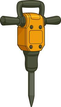 Illustration of a yellow and gray jackhammer, a construction demolition tool png