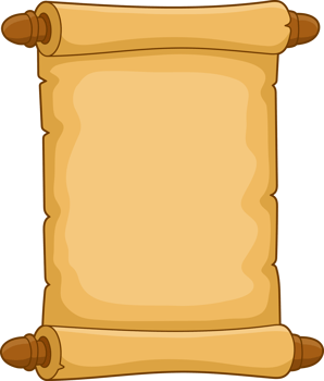 Cartoon illustration of a blank scroll, ready for messages or announcements. png