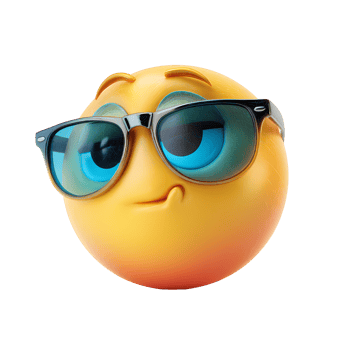 Smirking Emoji Wearing Sunglasses with a Slight Grin on transparent background png