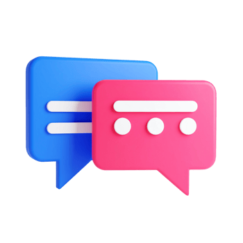 Speech bubbles in blue and pink shades on transparent background png