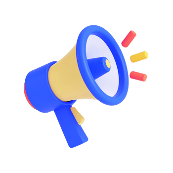 Vibrant 3D Megaphone Emitting Sound Signals on transparent background png