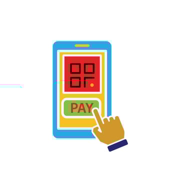 Payment icon. Payment code and e-commerce. Clicking payment with code on mobile. market, sale, buy. flat design style. vector