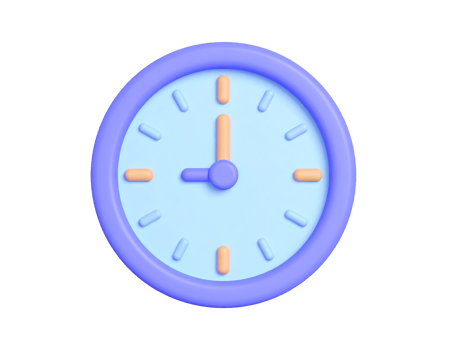 Stylized simple wall clock pointing at nine o'clock on transparent background png