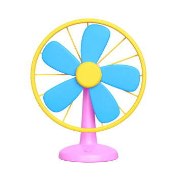 Cartoon style desk fan appliance illustration on transparent background png