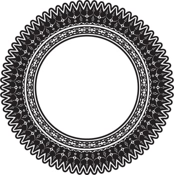 black monochrome round turkish ornament, Ottoman circle, ring, frame. vector