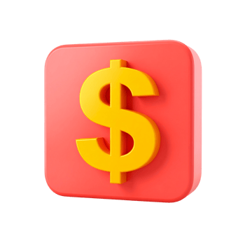 Vibrant dollar icon casting shadows on transparent background png