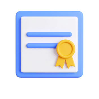 Blue and white graduation certificate with seal on transparent background png