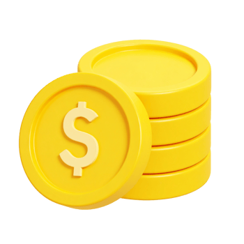Pile of golden dollar coins illustration on transparent background png