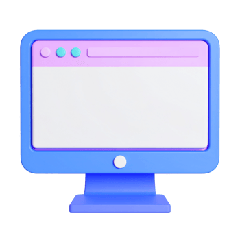 Cute blue computer display with pink accents on transparent background png