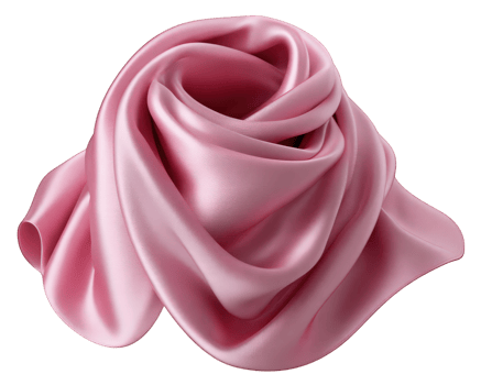 Soft pink silk handkerchief with elegant folds, smooth texture, luxurious fabric, isolated on transparency background, delicate and stylish accessory png