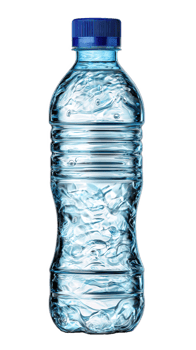 Plastic water bottle with blue cap transparent filled with water isolated on transparency background hydration concept refreshing clear liquid healthy lifestyle object photo png