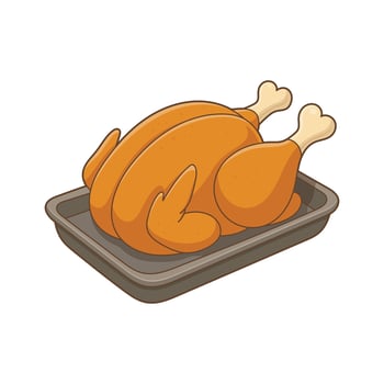 Roast chicken on a tray vector