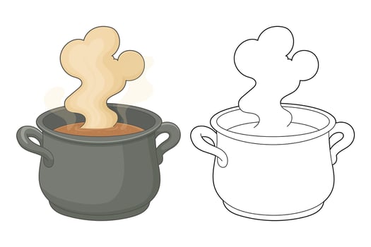 Cartoon cooking pot with steam vector