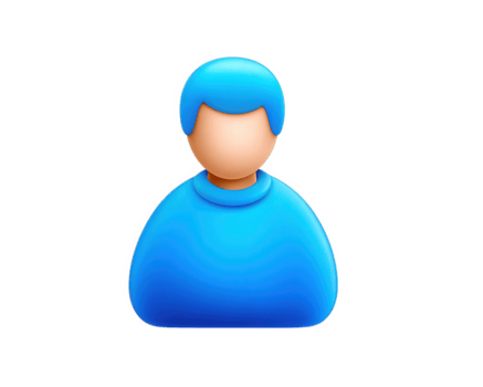 Blue person icon avatar illustration user profile symbol digital character isolated on transparency background simple design modern minimal cheerful 3D style png