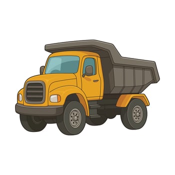 Cartoon yellow dump truck graphic vector