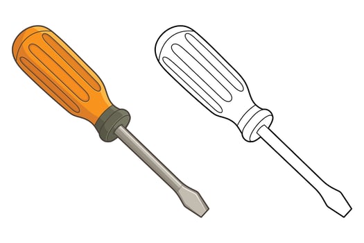 Colorful screwdriver with outline design vector