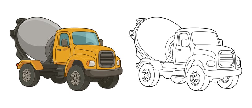 Colorful cement mixer truck vector