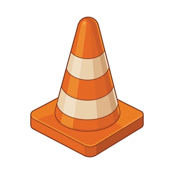 Orange and white traffic cone vector